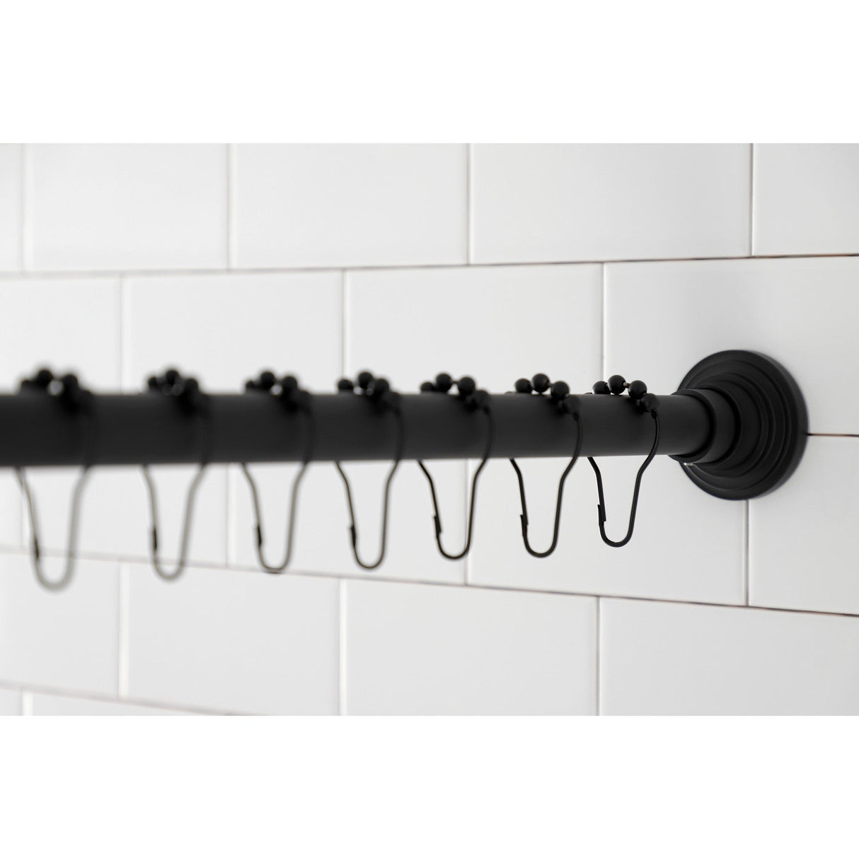 Edenscape SRK600 60-Inch to 72-Inch Adjustable Shower Curtain Rod with Rings Combo, Matte Black