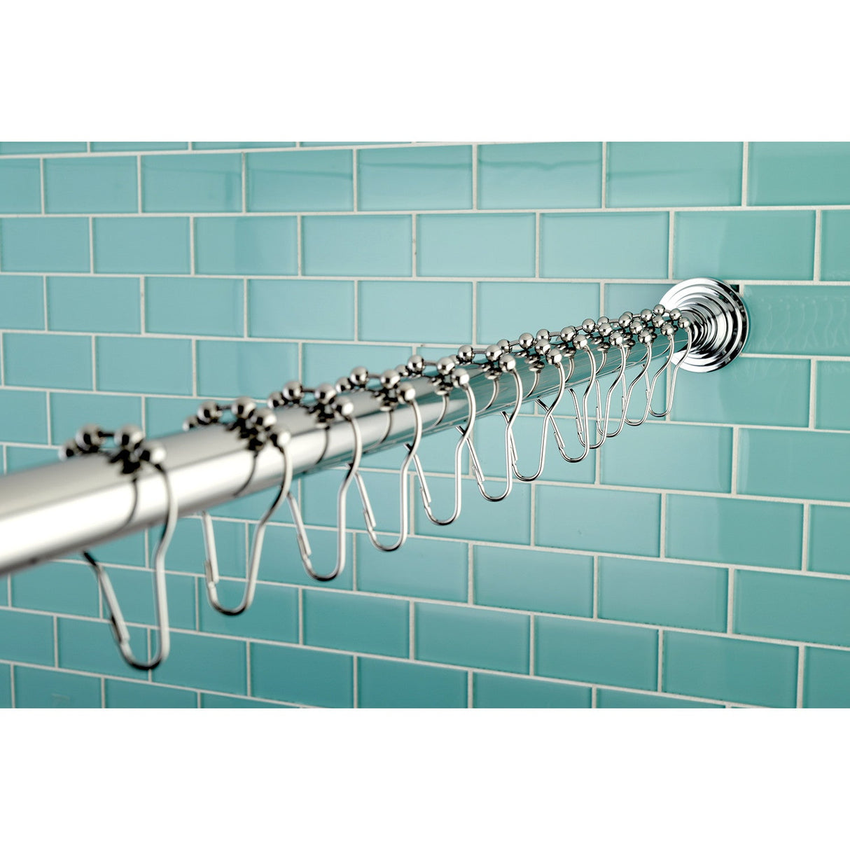 Edenscape SRK601 60-Inch to 72-Inch Adjustable Shower Curtain Rod with Rings Combo, Polished Chrome