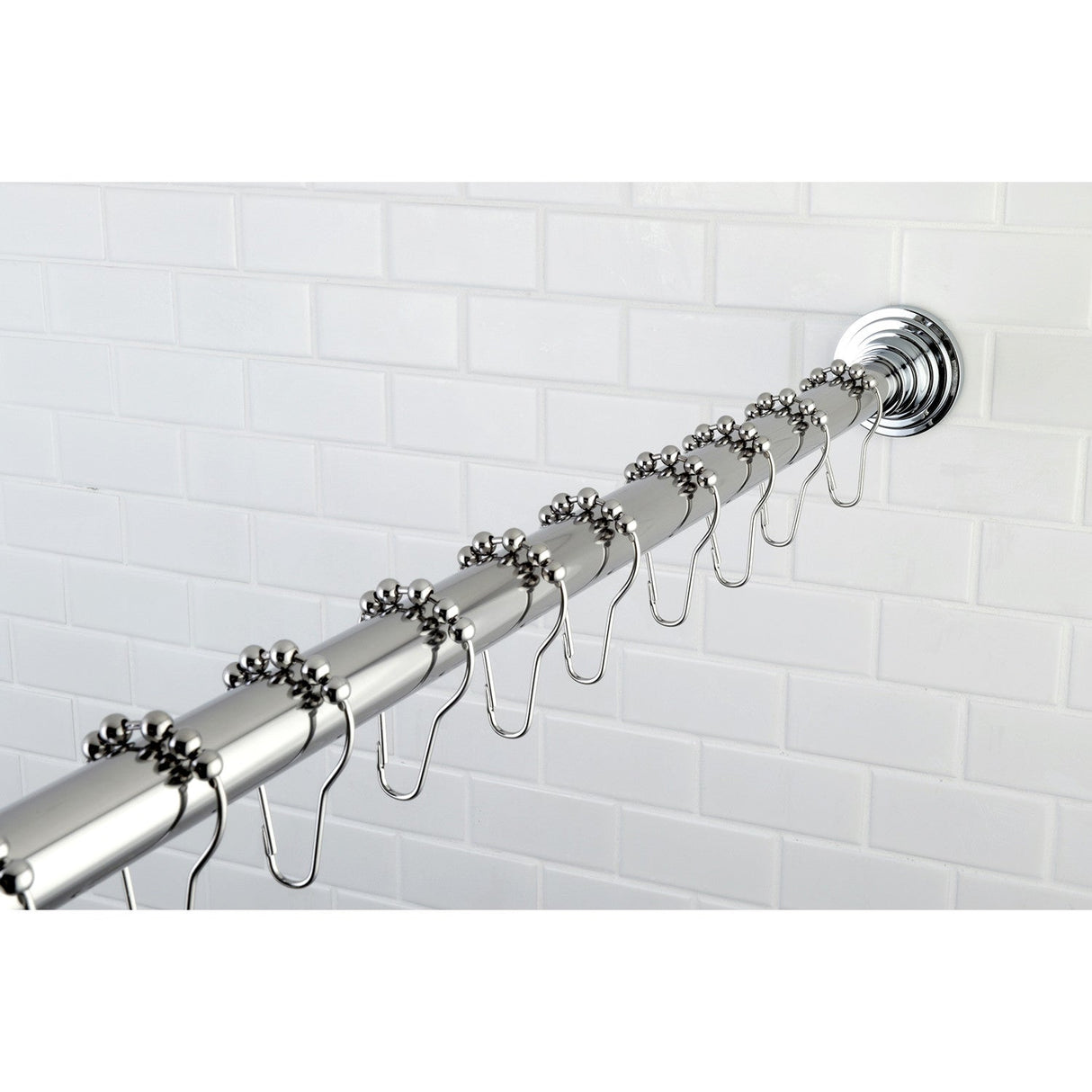 Edenscape SRK601 60-Inch to 72-Inch Adjustable Shower Curtain Rod with Rings Combo, Polished Chrome