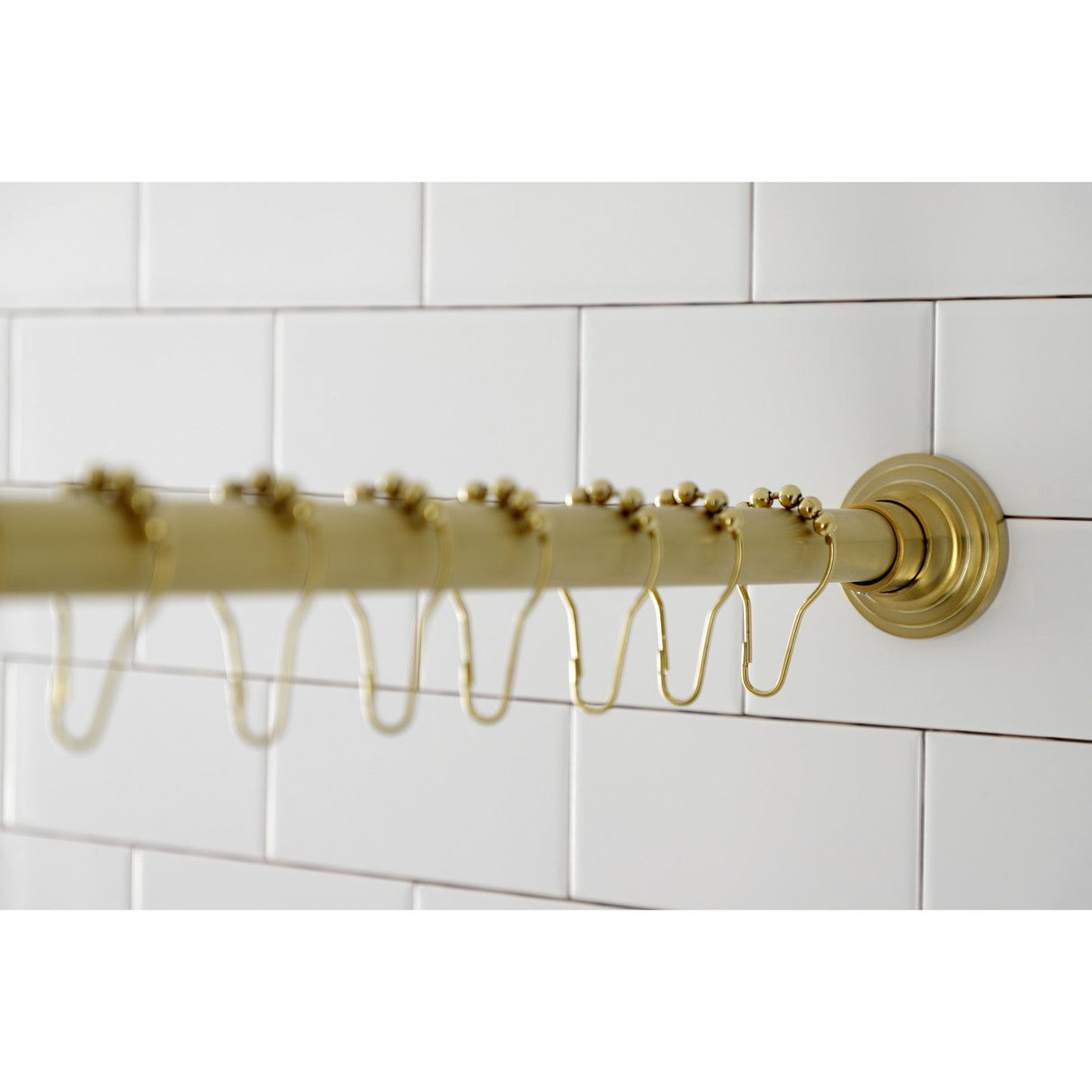 Edenscape SRK607 60-Inch to 72-Inch Adjustable Shower Curtain Rod with Rings Combo, Brushed Brass