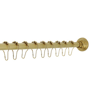 Edenscape SRK607 60-Inch to 72-Inch Adjustable Shower Curtain Rod with Rings Combo, Brushed Brass
