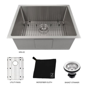 ZLINE Meribel 23 in. Undermount Single Bowl Stainless Steel Kitchen Sink with Bottom Grid (SRS-23)