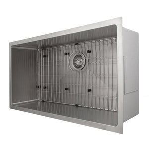 ZLINE Meribel 36 in. Undermount Single Bowl Stainless Steel Kitchen Sink with Bottom Grid (SRS-36)