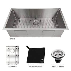 ZLINE Meribel 36 in. Undermount Single Bowl Stainless Steel Kitchen Sink with Bottom Grid (SRS-36)
