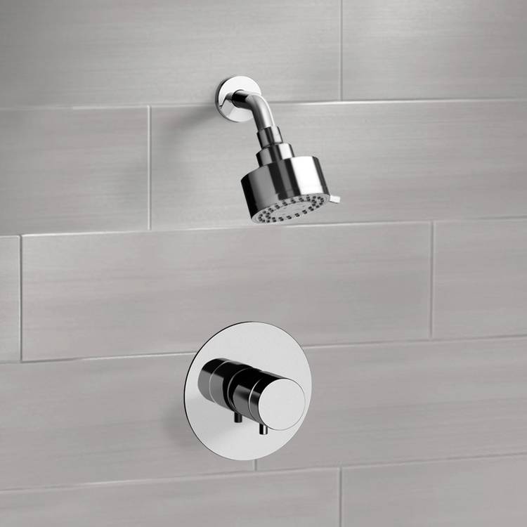 Chrome Thermostatic Shower Faucet Set with Multi Function Shower Head