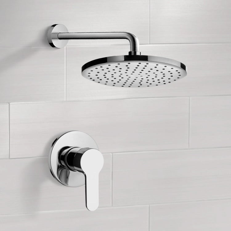 Chrome Shower Faucet Set with 8" Rain Shower Head
