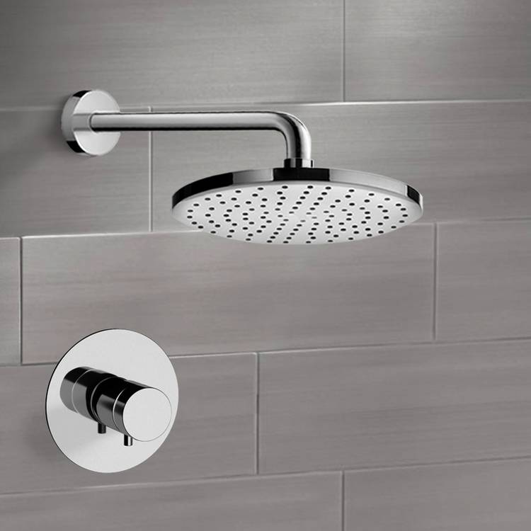 Chrome Thermostatic Shower Faucet Set with 8" Rain Shower Head