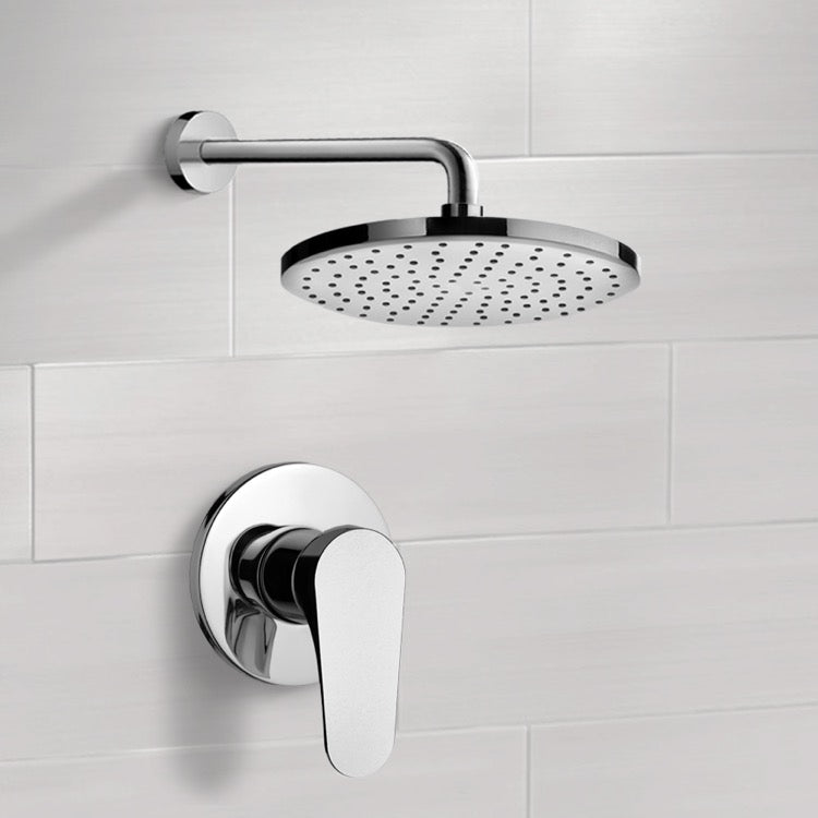 Chrome Shower Faucet Set with 8" Rain Shower Head