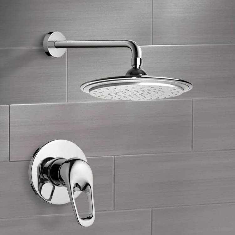 Chrome Shower Faucet Set with 9" Rain Shower Head