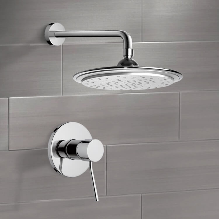 Chrome Shower Faucet Set with 9" Rain Shower Head