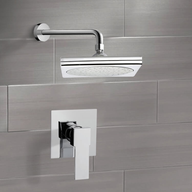 Chrome Shower Faucet Set with 9" Rain Shower Head