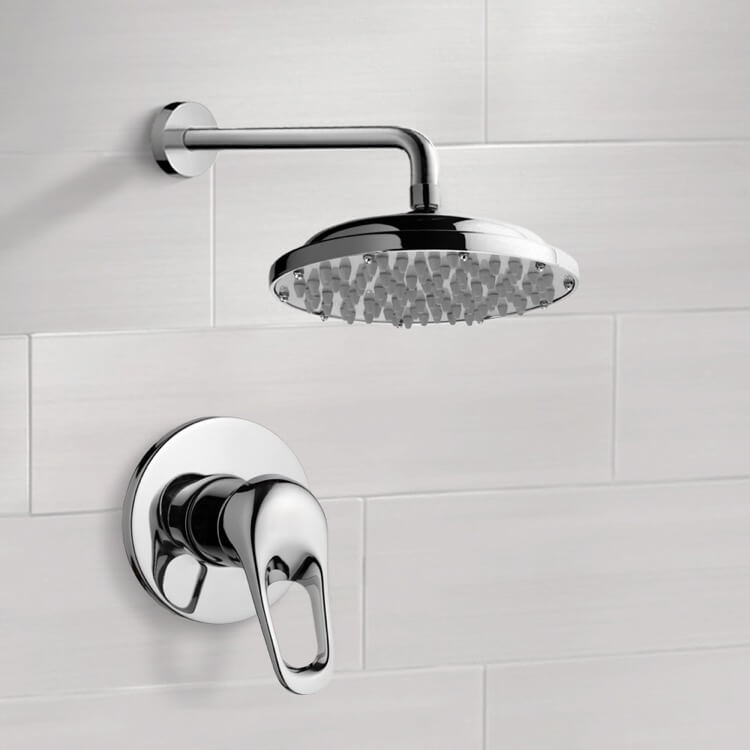 Chrome Shower Faucet Set with 9" Rain Shower Head