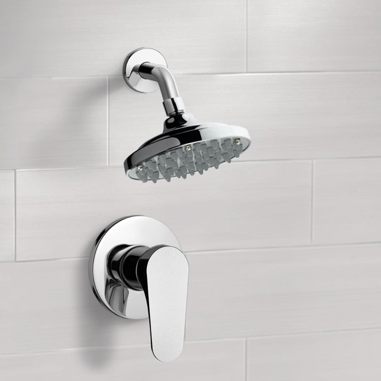 Chrome Shower Faucet Set with 6" Rain Shower Head