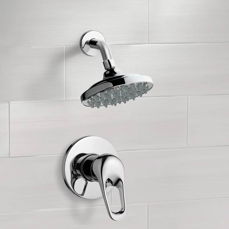 Chrome Shower Faucet Set with 6" Rain Shower Head
