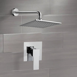 Chrome Shower Faucet Set with 8" Rain Shower Head