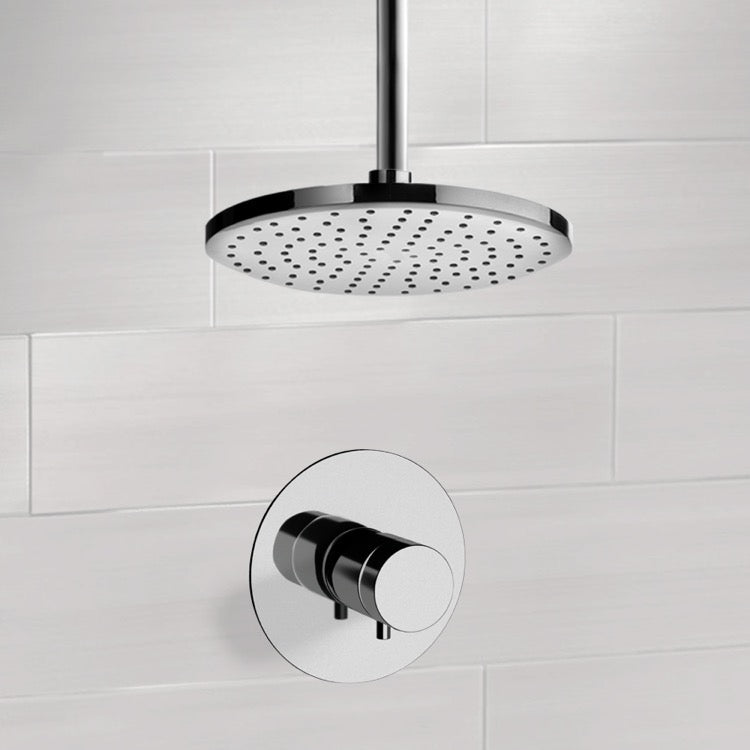 Chrome Thermostatic Shower Faucet Set with 8" Rain Ceiling Shower Head