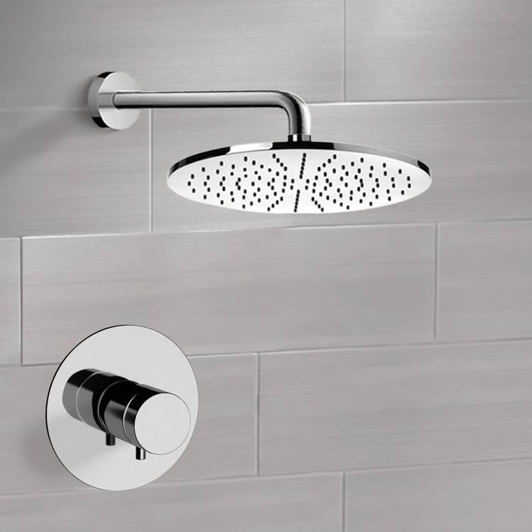 Thermostatic Shower Faucet Set with 12" Rain Shower Head