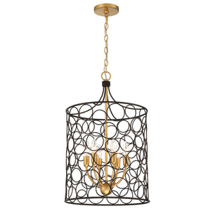 Stemmons 6 Light Bronze + Antique Gold Mini Chandelier STM-B5106-BZ-GA