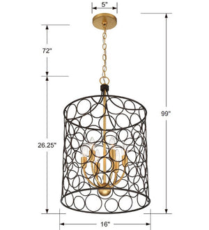 Stemmons 6 Light Bronze + Antique Gold Mini Chandelier STM-B5106-BZ-GA