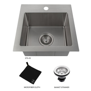 ZLINE Donner 15 in. Topmount Single Bowl Stainless Steel Bar Kitchen Sink (STS-15)