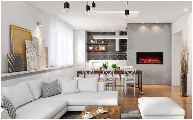 Amantii SYM-88-XT Symmetry Xtra Tall Smart Electric  88" Indoor / Outdoor WiFi Enabled Fireplace, Featuring a MultiFunction Remote Control , Multi Speed Flame Motor, and a Selection of Media Options