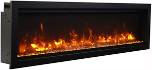 Amantii SYM-50-BESPOKE Symmetry Bespoke - 50" Indoor / Outdoor Electric Built In Fireplace featuring, WiFi Compatibilty & Bluetooth Connectivity, MultiFunction Remote, and a Selection of Media Options