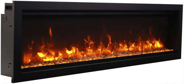 Amantii SYM-50-BESPOKE Symmetry Bespoke - 50" Indoor / Outdoor Electric Built In Fireplace featuring, WiFi Compatibilty & Bluetooth Connectivity, MultiFunction Remote, and a Selection of Media Options