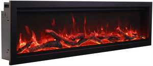 Amantii SYM-100 Symmetry Smart Electric  100" Indoor / Outdoor WiFi Enabled Built In Fireplace, Featuring a MultiFunction Remote Control , Multi Speed Flame Motor and a 10 piece Birch Log Set