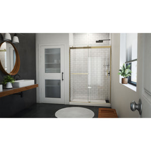 DreamLine Sapphire-V 50 - 54 in. W x 76 in. H Bypass Shower Door in Brushed Gold and Clear Glass