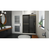 DreamLine Sapphire-V 50 - 54 in. W x 76 in. H Bypass Shower Door in Brushed Gold and Gray Glass
