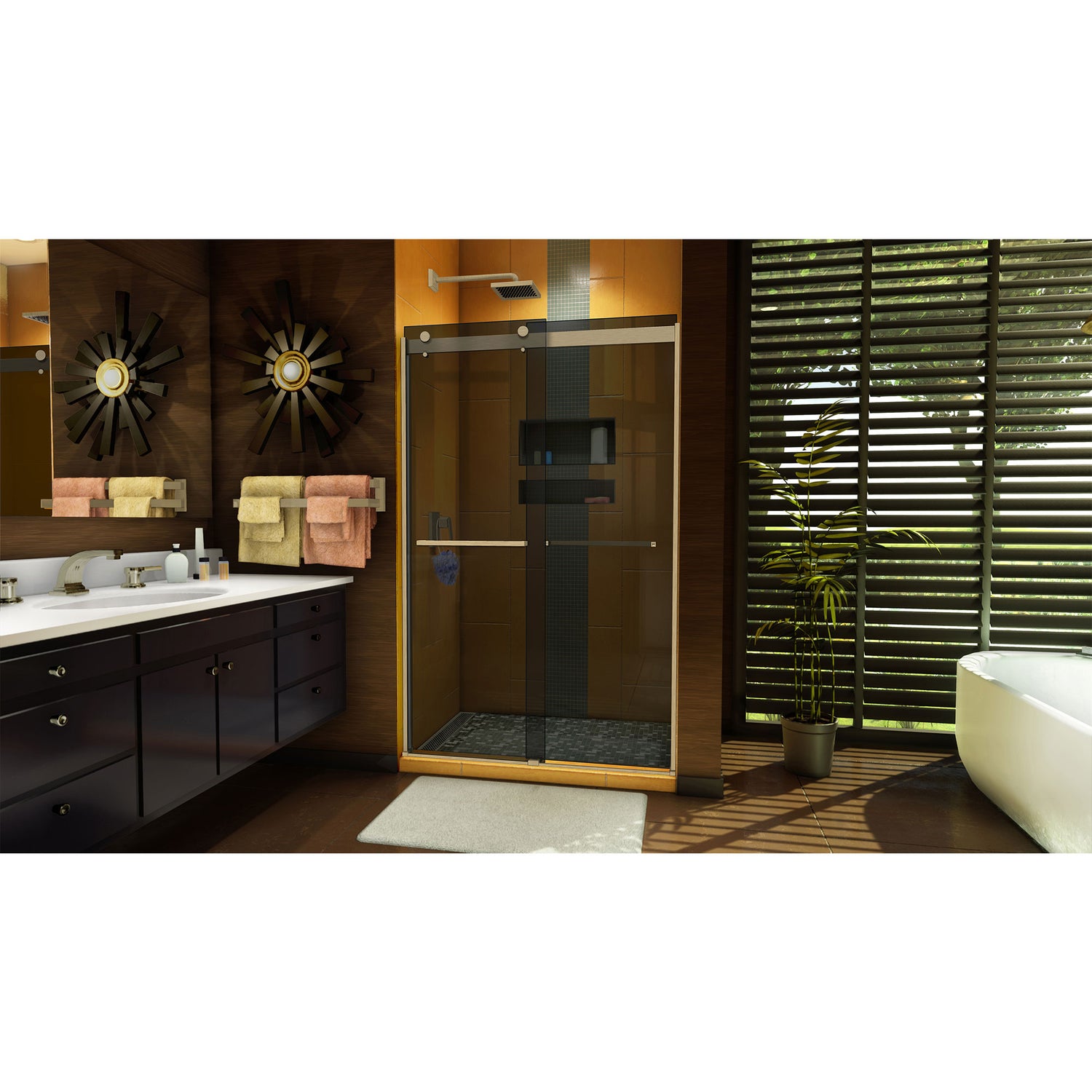 DreamLine Sapphire 44-48 in. W x 76 in. H Semi-Frameless Bypass Shower Door in Brushed Nickel and Gray Glass