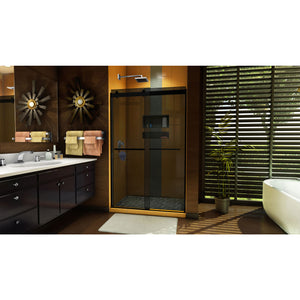 DreamLine Sapphire 44-48 in. W x 76 in. H Semi-Frameless Bypass Shower Door in Satin Black and Gray Glass