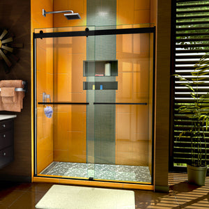 DreamLine Sapphire 56-60 in. W x 76 in. H Semi-Frameless Bypass Shower Door in Satin Black