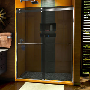 DreamLine Sapphire 56-60 in. W x 76 in. H Semi-Frameless Bypass Shower Door in Chrome and Gray Glass
