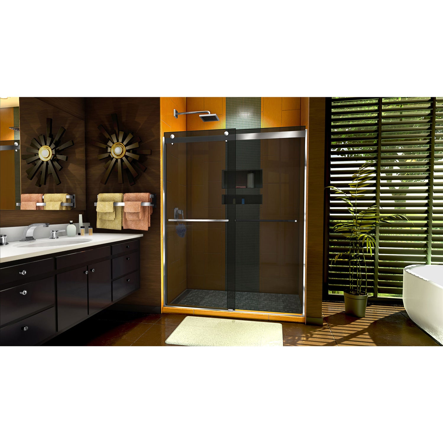 DreamLine Sapphire 56-60 in. W x 76 in. H Semi-Frameless Bypass Shower Door in Chrome and Gray Glass