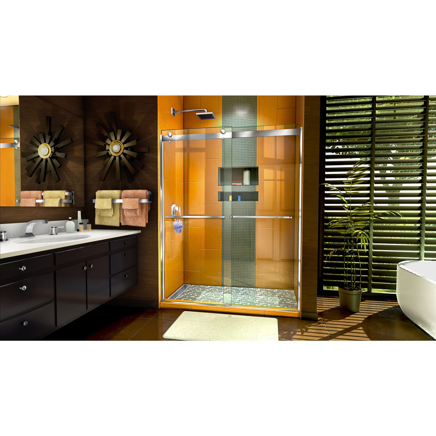 DreamLine Sapphire 56-60 in. W x 76 in. H Semi-Frameless Bypass Shower Door in Chrome