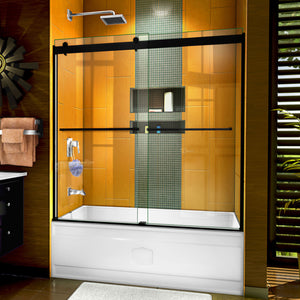 DreamLine Sapphire 56-60 in. W x 60 in. H Semi-Frameless Bypass Tub Door in Satin Black