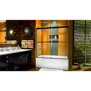 DreamLine Sapphire 56-60 in. W x 60 in. H Semi-Frameless Bypass Tub Door in Satin Black
