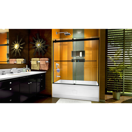 DreamLine Sapphire 56-60 in. W x 60 in. H Semi-Frameless Bypass Tub Door in Satin Black