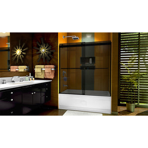 DreamLine Sapphire 56-60 in. W x 60 in. H Semi-Frameless Bypass Tub Door in Satin Black and Gray Glass