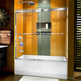 DreamLine Sapphire 56-60 in. W x 60 in. H Semi-Frameless Bypass Tub Door in Chrome