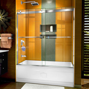 DreamLine Sapphire 56-60 in. W x 60 in. H Semi-Frameless Bypass Tub Door in Chrome