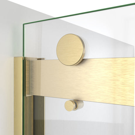DreamLine Sapphire-V 44 - 48 in. W x 76 in. H Bypass Shower Door in Brushed Gold and Clear Glass