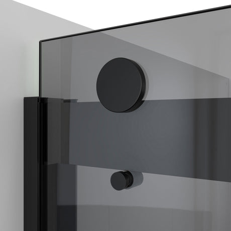 DreamLine Sapphire-V 56 - 60 in. W x 76 in. H Bypass Shower Door in Satin Black and Gray Glass