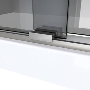 DreamLine Sapphire-V 44 - 48 in. W x 76 in. H Bypass Shower Door in Brushed Nickel and Gray Glass