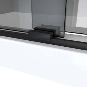 DreamLine Sapphire-V 56 - 60 in. W x 62 in. H Bypass Tub Door in Satin Black and Gray Glass