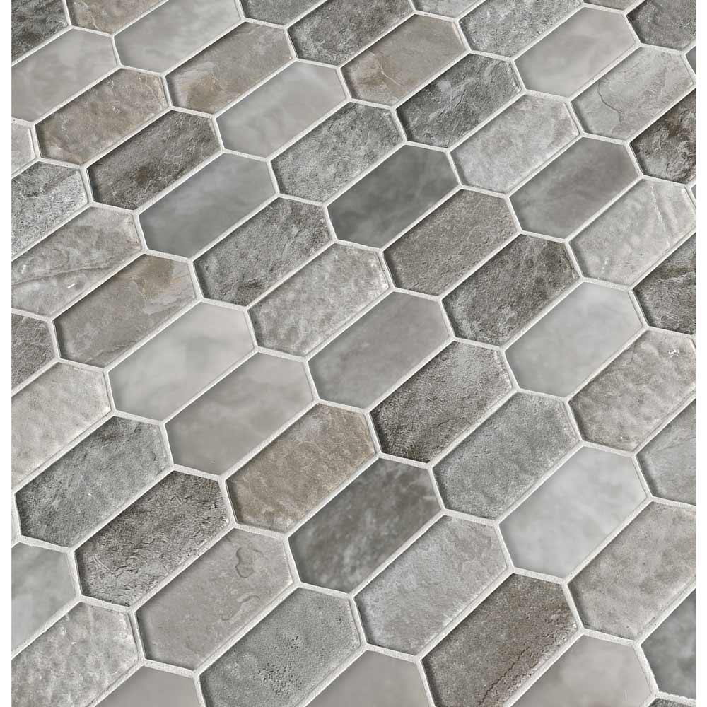 Savoy Picket Pattern 11.72x11.93 glass mesh mounted mosaic tile SMOT GLSPK SAVOY8MM product shot multiple tiles angle view