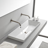 Rectangular White Ceramic Trough Drop In Sink
