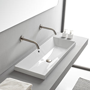 Rectangular White Ceramic Trough Drop In Sink