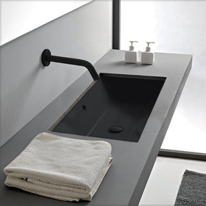 Rectangular Matte Black Ceramic Undermount Sink